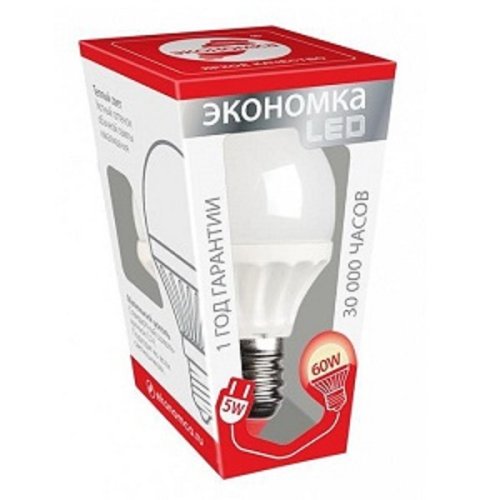 Лампа светодиодная Космос Экономка G45 Шар Е14 220В 3Вт 250лм 3000К 45х79мм картинка 